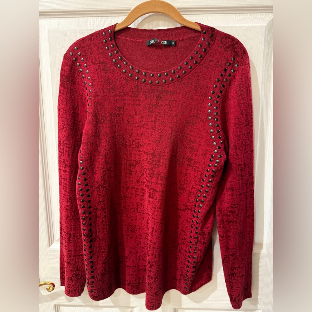 NIC+ZOE Rich Red Knit Top